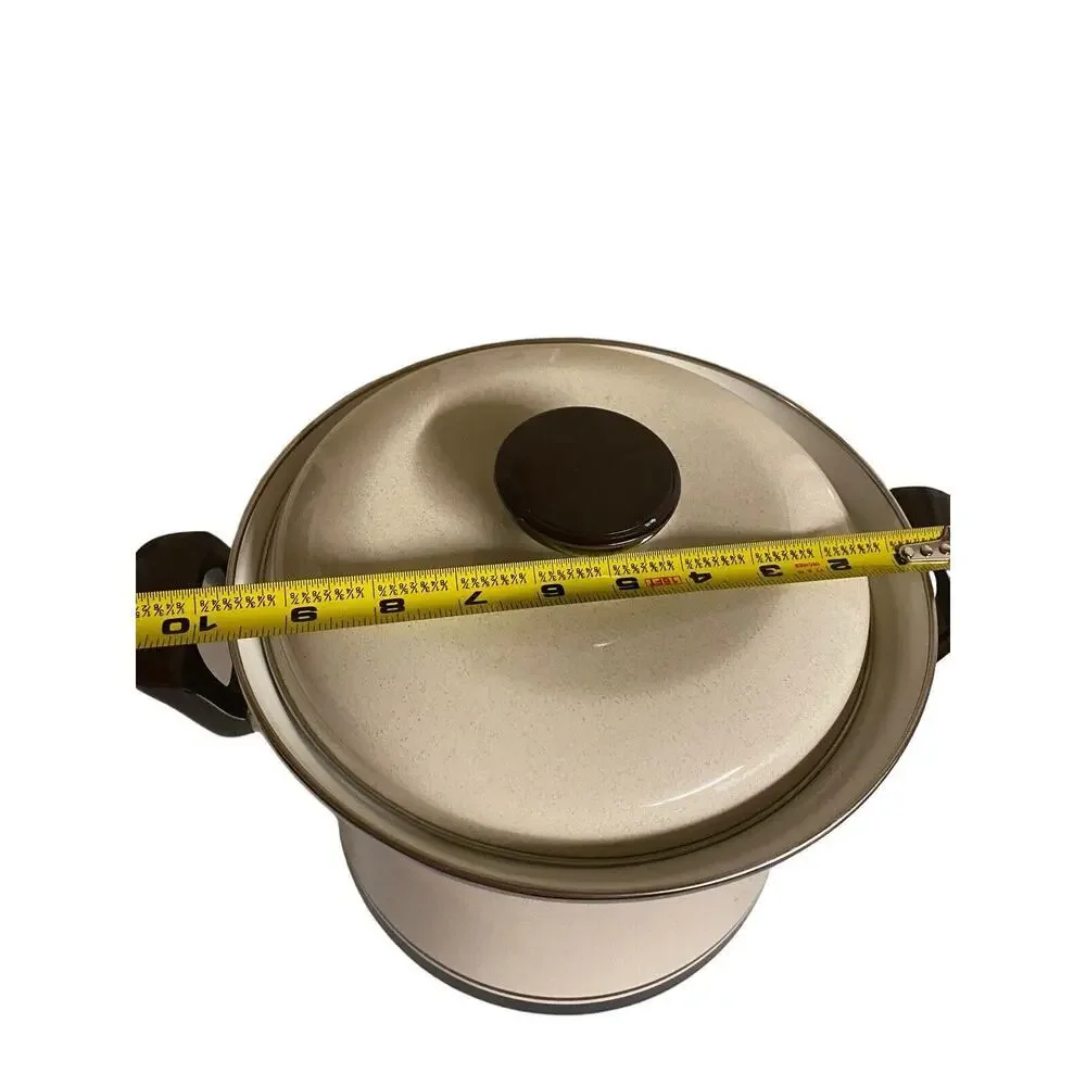 Vintage Stock Pot Porcelain Steel Sanko Contemporary Chateau Handpainted 8 Quart